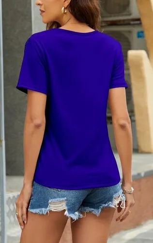 Vista 4 de PESION Camisas de manga corta con flecos para mujer, blusa con ribete de borlas