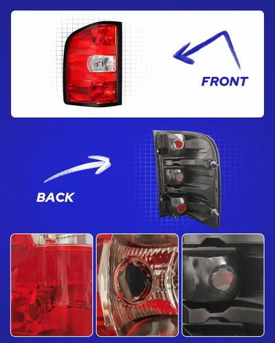 Vista 6 de AUTOONE - Para Chevy Silverado 2007-2013 Conjunto de Luz Trasera de Fábrica OEM Luces Traseras Compatibles con Chevy Silverado 1500/2500HD 3500HD