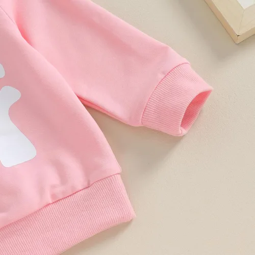 Vista 5 de Traje de San Valentín para niña pequeña, sudadera roja con estampado de campana, ropa de San Valentín
