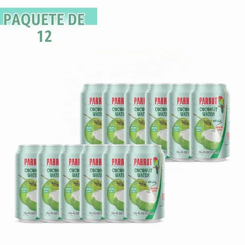 Vista 3 de Parrot Agua de coco de marca con pulpa de 10.5 onzas líquidas. 【Nuevo embalaje】Refrescante sabor a coco natural esencial a base de plantas