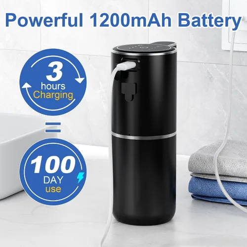 Vista 2 de Dispensador automático de jabón, 4 niveles de volumen de jabón ajustables, entrega de jabón 0.25S, capacidad de 12.8 fl oz/bomba de sensor sin