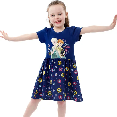 Vista 2 de Disney Frozen Dress Girls Vestido de Anna y Elsa para niñas Vestidos de manga larga de Frozen para niñas