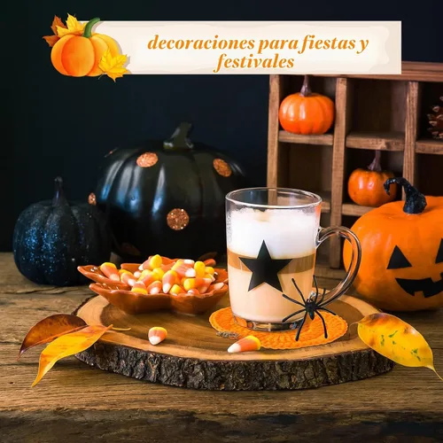 Vista 6 de Irenare 4 posavasos de calabazas de ganchillo para decoración de Halloween