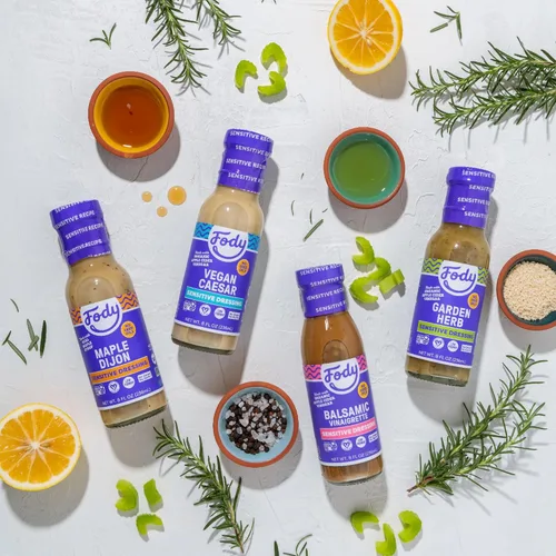 Vista 6 de Aderezo para ensalada balsámico Fody Foods, 8 Oz, sin ajo ni cebolla, certificado bajo en FODMAP, apto para intestino y SII, vegano, no transgénico