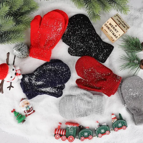 Vista 7 de 6 pares de mitones de invierno para bebés, guantes mágicos de punto para niños y niñas