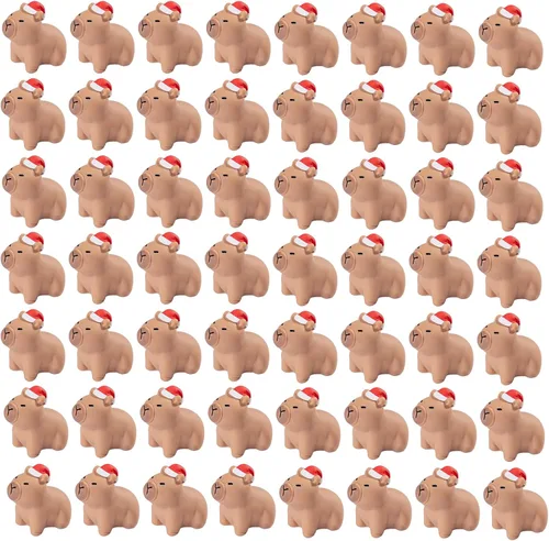 Vista 3 de 60 figuras de Capybara de Navidad, mini animales de resina para decoración de Navidad, aldea de Santa, rellenos de cajas de regalo, recuerdos