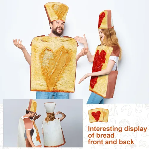 Vista 4 de Marsui 2 Pcs Couples Halloween Costumes for Adults Cosplay Food Costume Dress Up Food Funny Outfit for Party