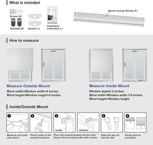 Vista 6 de Persianas celulares inalámbricas con filtro de luz, impermeables, con diseño de panal, para ventanas, aisladas de aluminio, térmicas, cortadas a