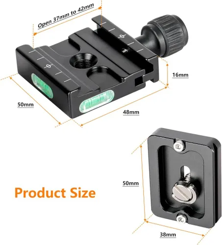 Vista 3 de Adaptador de abrazadera de placa de liberación rápida de 50 mm compatible con Arca Swiss para trípode de cámara DSLR, monopié, cabezal de bola
