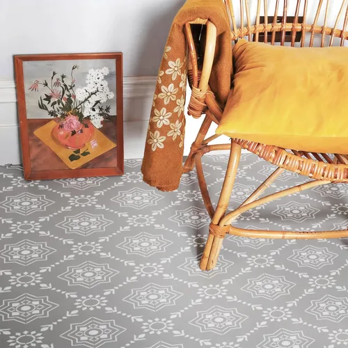 Vista 2 de GSS Designs - Plantilla de azulejos reutilizable de 12 x 12 pulgadas para pintar pisos de cemento de pared, muebles de madera, decoración del hogar