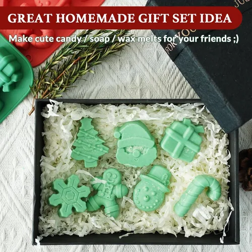 Vista 6 de HKNMTT Moldes de silicona para chocolate de Navidad, 2 piezas de moldes para hornear caramelos, molde en forma de árbol de Navidad 3D, bastón