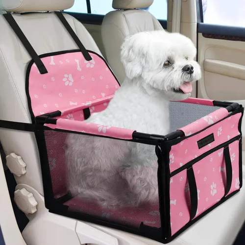 Vista 13 de Asiento de coche para perro, asiento elevador plegable para perro, impermeable, transpirable, bolsa de viaje Oxford para perros pequeños a medianos