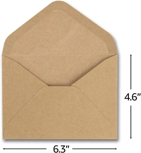 Vista 2 de ValBox Sobres de papel kraft de 4.6 x 6.3 pulgadas, 100 sobres de invitación de contorno marrón de 120 GSM para baby shower, graduación, boda