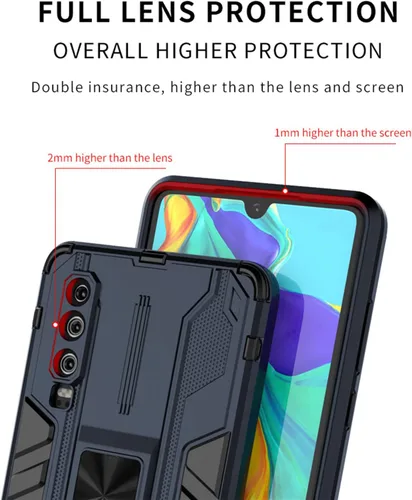 Vista 5 de Asuwish Funda de teléfono para Huawei P30 con protector de pantalla de vidrio templado y soporte delgado, soporte híbrido, resistente, película