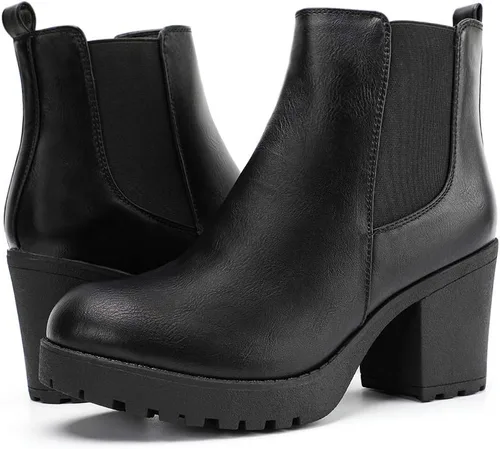 Vista 6 de Moda Chics - Botas de tobillo para mujer, de plataforma, se ponen fácilmente