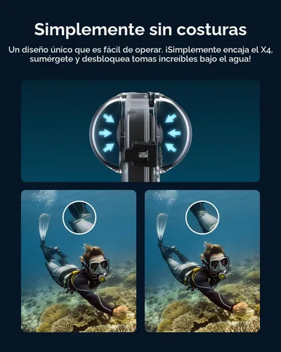 Vista 5 de TELESIN Insta 360 X4 - Funda de buceo invisible, 50m / 164 ft/164 pies, impermeable, carcasa protectora para buceo subacuático, carcasa para Insta