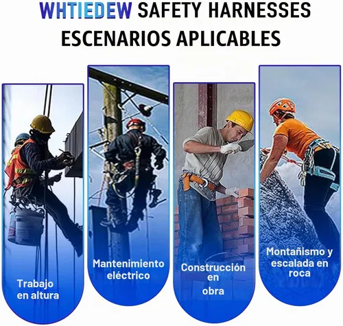 Vista 8 de Safety Harness Fall Protection Kit with Shock Absorbing Lanyard