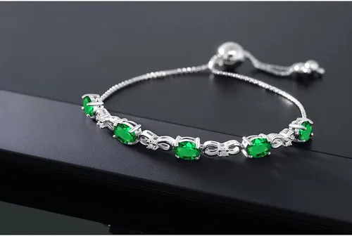 Vista 93 de Gem Stone King Pulsera de tenis de diamantes cultivados en laboratorio con piedra natal de 3-6 quilates para mujer, plata de ley 925, ovalada