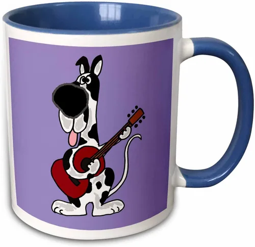 Vista 11 de All Smiles Arte Música – Gran danés arlequín tocando la guitarra – Tazas, Negro/Blanco