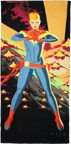 Vista 5 de Seven Times Six Marvel Comics Captain Marvel Power Pose - Toalla de playa (59 x 29 pulgadas)