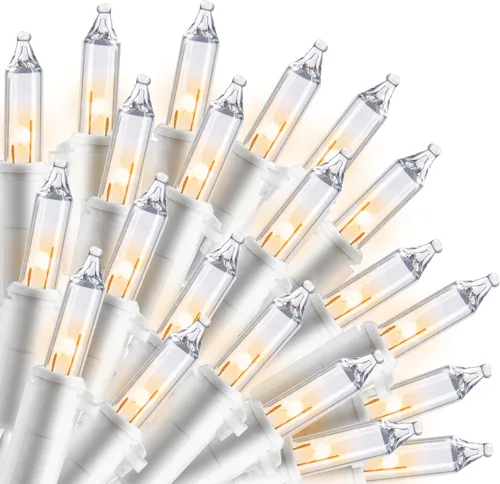 Vista 18 de Joiedomi Guirnalda de luces de Navidad para interiores, 200 (2 x 100) mini luces multicolor con cable blanco de 42.8 pies, decoración de iluminación