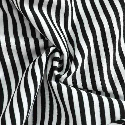 Vista 7 de Ropa de otoño e invierno para niña pequeña, cuello redondo, manga larga, estampado a rayas, camiseta de verano para bebé