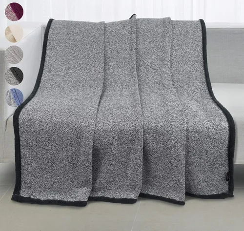 Vista 5 de Manta de punto Sherpa súper suave y acogedora con forro polar de felpa para entrenador y cama de 50 x 60 pulgadas, reversible, cálida para todas