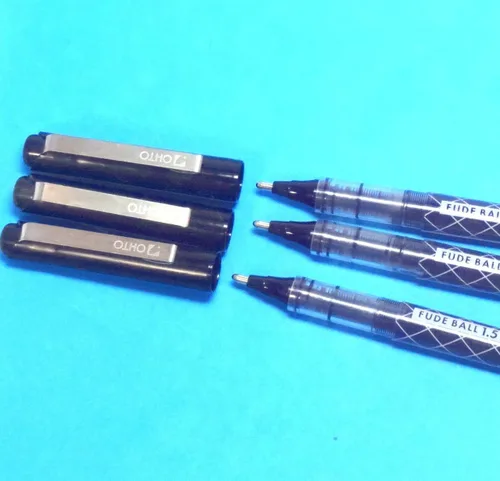 Vista 2 de OHTO Fude Bolígrafo de Punta Extra Gruesa, 1.5mm, tinta negra, 3 bolígrafos por paquete (importación de Japón) [Paquete Original Komainu-Dou]