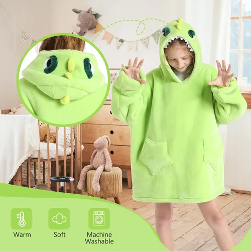 Vista 2 de Zando Blanket Hoodie Wearable Blanket Kids Toddler Oversized Comfy Sweater Warm Sherpa Fleece for Girls Boys Gift