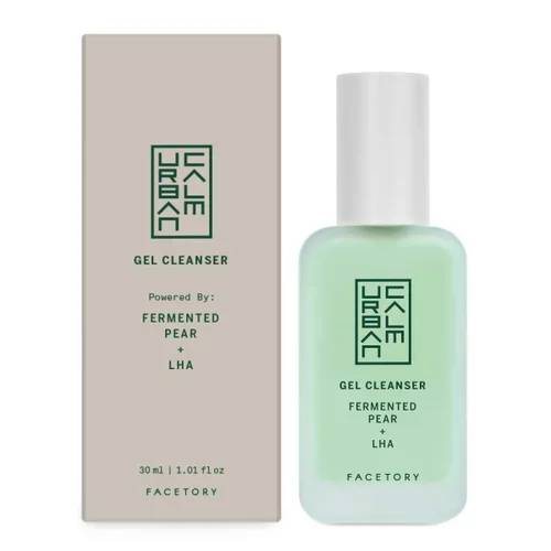 Vista 2 de FACETORY Urban Calm - Jabón facial hidratante para mujeres, limpiador facial de gel suave con pera fermentada y LHA, lavado facial para piel