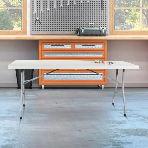 Vista 2 de Mesa cuadrada de resina multiuso Office Star Work Smart 36 x 36 x 29 pulgadas, Resina/Plástico, Blanco crudo