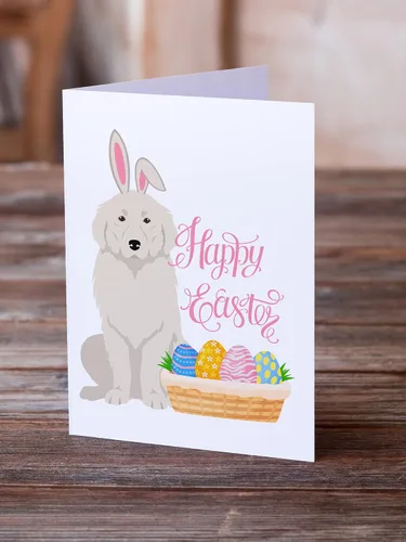 Vista 2 de Caroline's Treasures WDK5041GCA7P - Tarjetas de felicitación y sobres de Pascua de los Grandes Pirineos, paquete de 8 tarjetas en blanco con sobres