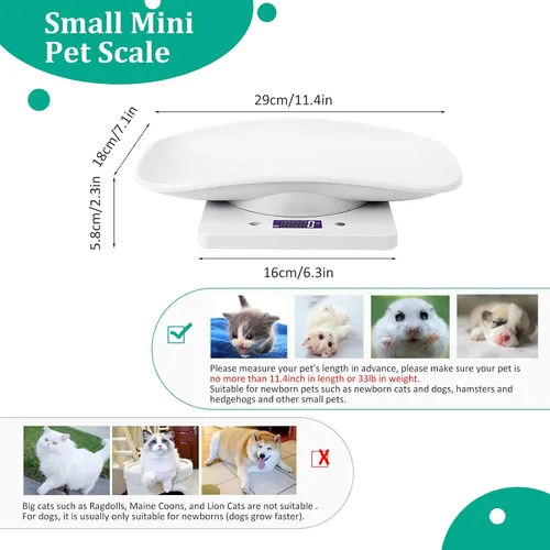 Vista 3 de Báscula de peso para reptiles, báscula de animales pequeños con precisión gramos, pantalla LED multifunción para mascotas (máximo 33 libras)