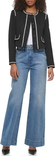 Vista 2 de Karl Lagerfeld Paris Chaqueta deportiva de tweed de manga larga para mujer