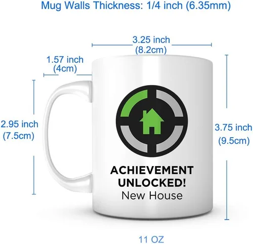 Vista 5 de New House Achievement - Taza de cerámica de 11 onzas, regalo de inauguración de la casa, taza para el propietario de la casa de inauguración