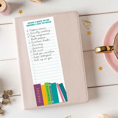 Vista 6 de Book Lover - Juego de 3 blocs de notas adhesivas coloridas para hacer, rastreadores de tareas de ratón de biblioteca de 3 x 8 pulgadas, 50 hojas por