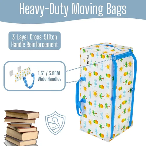 Vista 27 de VENO Paquete de 6 bolsas de mudanza resistentes con correas de mochila, cremalleras y asas, bolsas de embalaje extragrandes para artículos