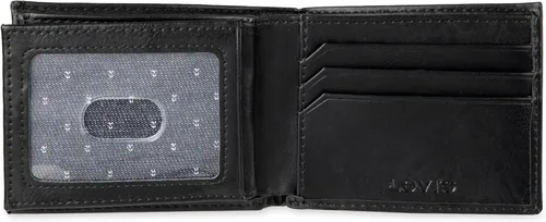 Vista 5 de Levi's Cartera delgada para hombre con capacidad extra y bloqueo RFID, estilo bifold con múltiples ranuras para tarjetas
