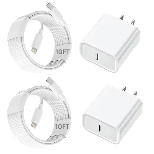 Vista 8 de Cargador rápido para iPhone, [certificado MFi] Bloque de carga rápida USB C de 20 W con cable de Tipo-C a Lightning de 10 pies, carga súper rápida