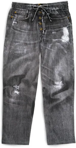 Vista 2 de Collections Etc - Pantalón de descanso de algodón suave sintético envejecido de imitación oscuro cintura con cordón para un gran ajuste