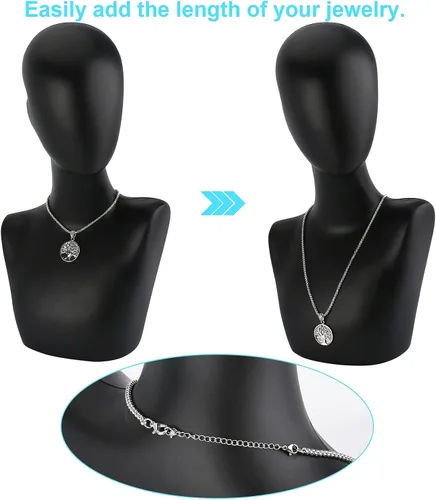 Vista 4 de Extensor de collar, 18 extensores de cadena para collares, pulsera de joyería de acero inoxidable de alta calidad, extensores de collar de tobillera