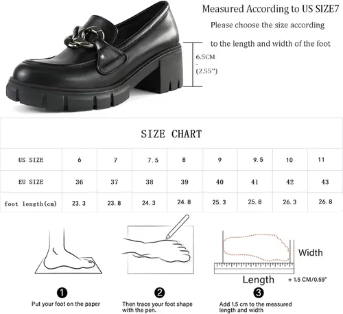 Vista 7 de HeneiKecci Chunky Loafer Women Lug Sole Penny Loafer for Women Platform Comfortable Shoes with Metal Chain Women Work Shoes