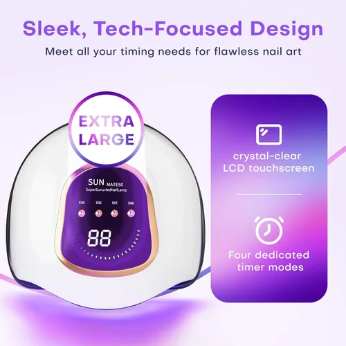 Vista 4 de Gugusure Lámpara de uñas UV mejorada. Secador de uñas para esmalte de gel con sensor automático y 4 ajustes de temporizador (blanco brillante)