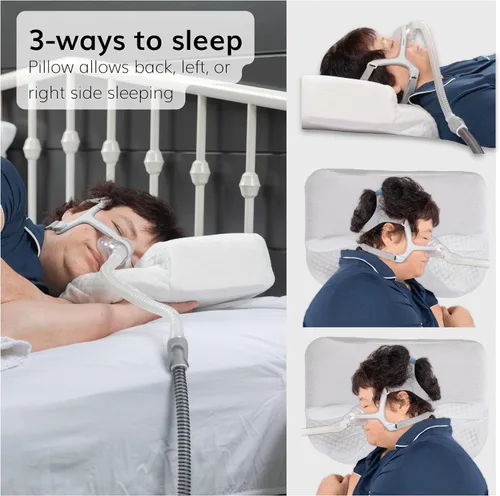 Vista 4 de BraceAbility Almohada CPAP – Cuña de postura ortopédica de contorno ortopédico de espuma viscoelástica para paciente de lado, para evitar ronquidos