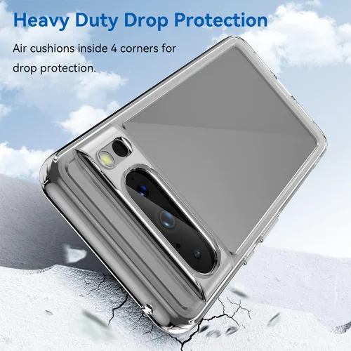 Vista 4 de Diseño para Google Pixel 8 Pro, funda ultradelgada que no se pone amarillenta, transparente a prueba de golpes con cubierta protectora rígida