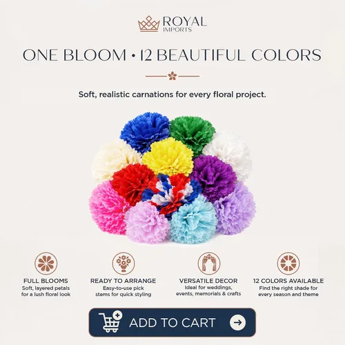 Vista 5 de Royal Imports Flores artificiales de clavel para bodas - Verde100pk