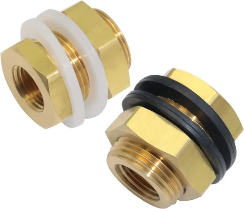Vista 13 de KOOTNAS Paquete de 2 Accesorios de Mamparo de Latón Macizo, 1/2 NPT Cónico Hembra 1" Rosca Macho Recta Conector de Latón con Anillo Ondulado