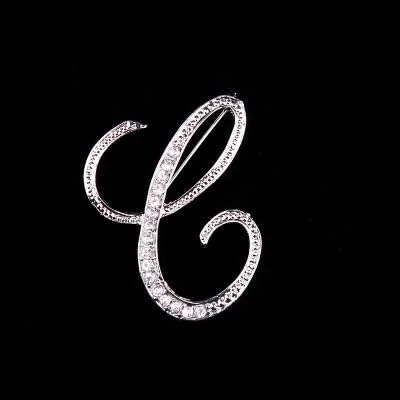 Vista 5 de LONG TIANTIAN 2 broches con inicial, delicado alfabeto con diamantes de imitación, broche con inicial de diamantes de imitación, joyería de letras