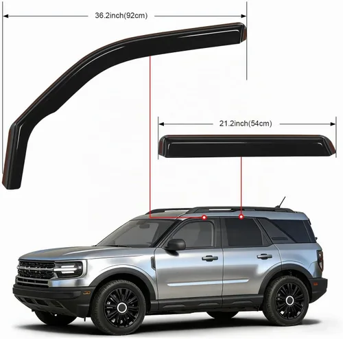 Vista 5 de Nilight - Deflectores de lluvia en canal para Ford Bronco Sport 2021 2022 2023 2024, deflectores de ventana originales, viseras de ventilación