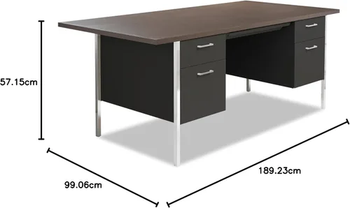 Vista 2 de Alera Escritorio de acero con doble pedestal, moca/negro, 72 "x 36" x 29.5", (ALESD7236BM)